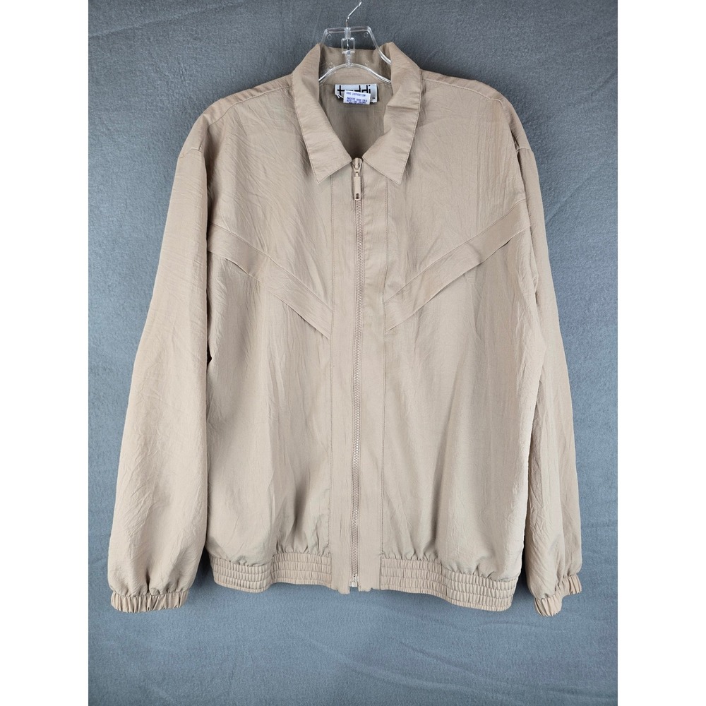 Vintage Teddi Women's L Tan Windbreaker Jacket Retro Lightweight 80s 90s FLAWED